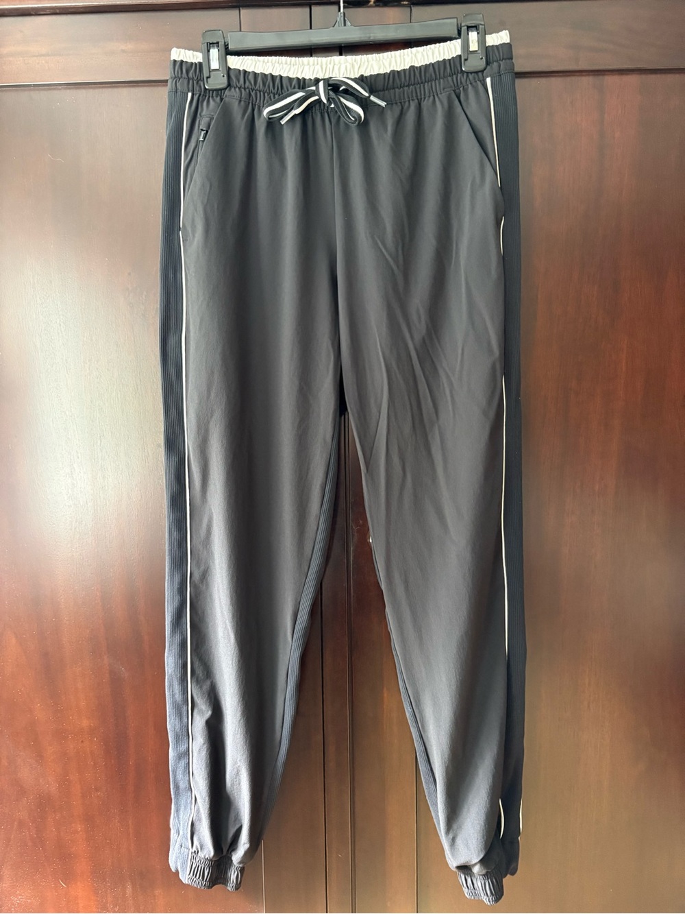Athleta Women’s Brooklyn Jogger in Black with White Trim